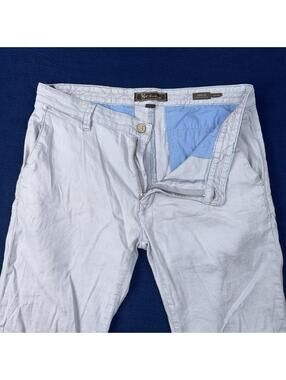 34 heritage Naples Straight Linen Pants Chino Light Blue 36x30 Mid Rise Casual